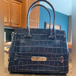 Coach Croc Embossed Leather Satchel